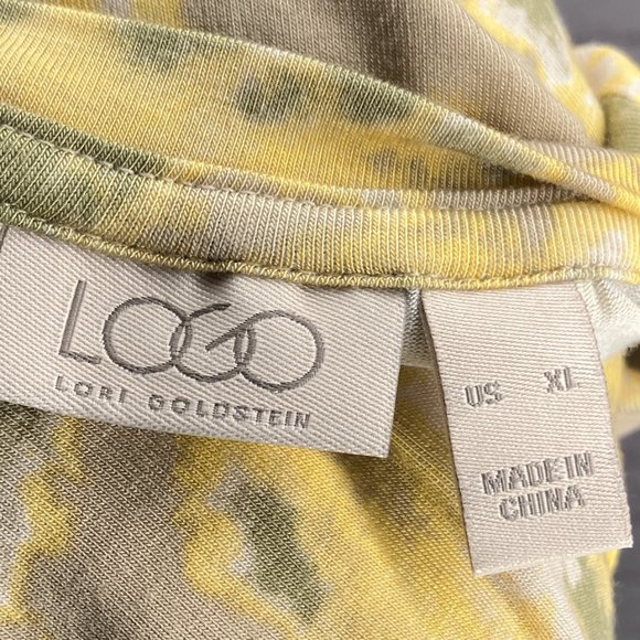LOGO Lori Goldstein XL Cobblestone Yellow Tie-Dye‎ Long Sleeve Knit Tunic Top - Picture 4 of 5